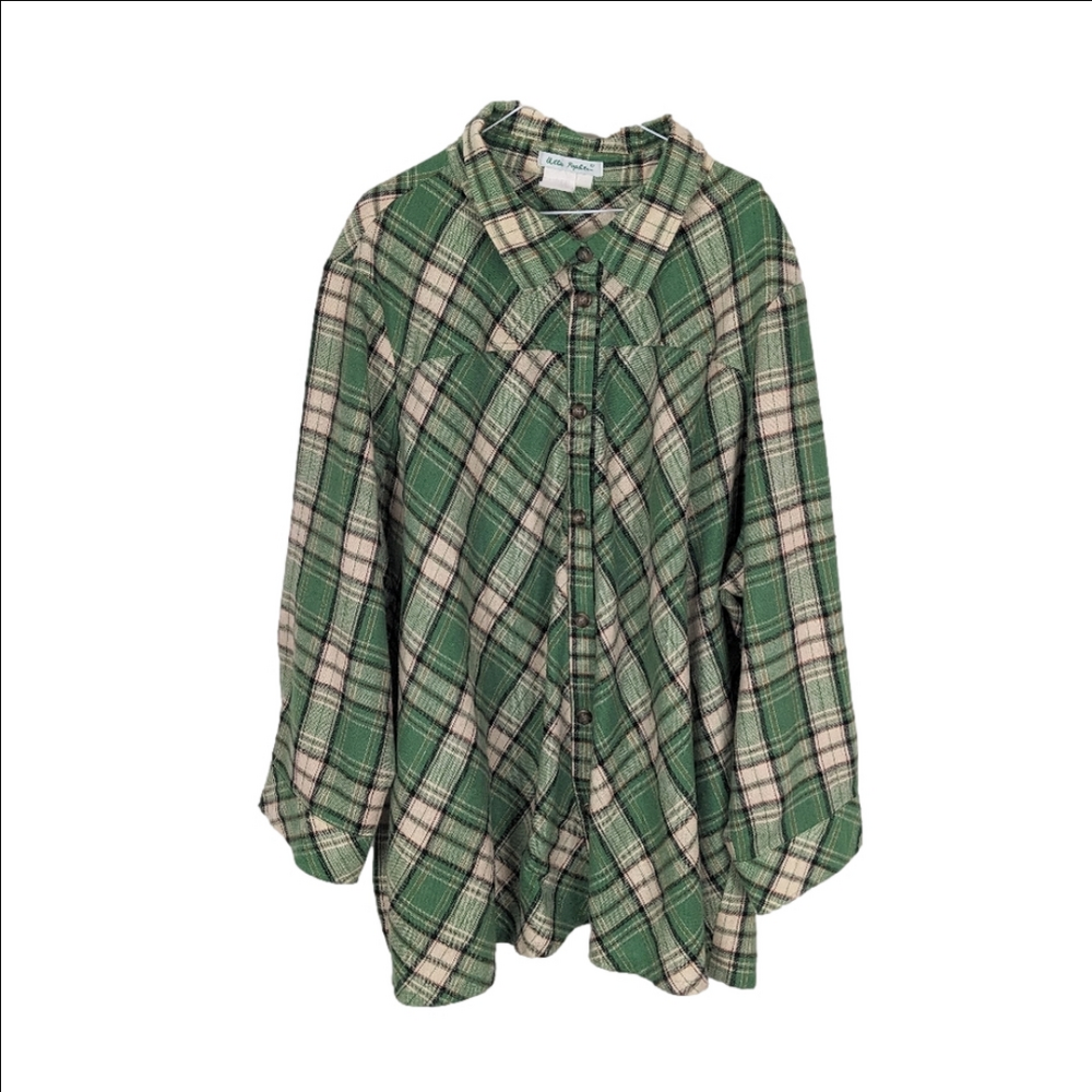 Ulla Popken Green Plaid Shacket  Oversized Large